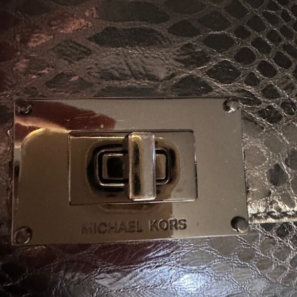 Michael Kors Parker Medium Metallic Snake-Embossed Leather Shoulder Bag - Picture 3 of 10